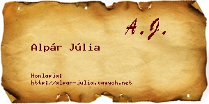 Alpár Júlia névjegykártya